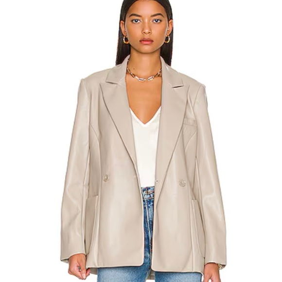 Jonathan Simkai Raelynn stretch vegan leather blazer in gray - Size L - Picture 1 of 5
